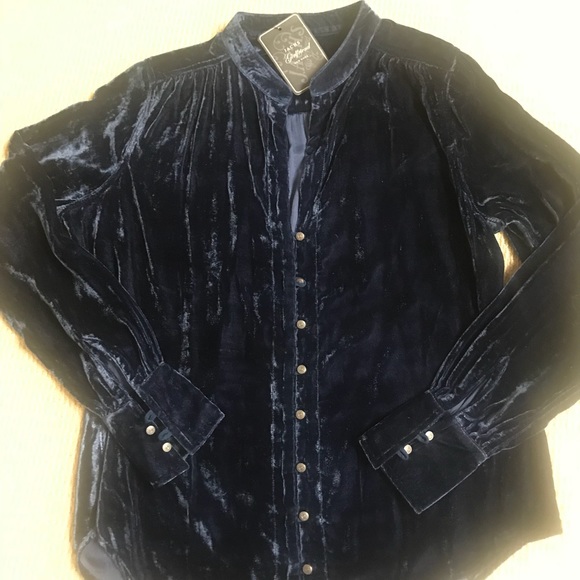 JACHS Girlfriend New York navy  velvet top - Picture 1 of 2